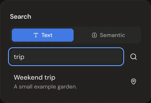 The search panel with “trip” typed in and one match.