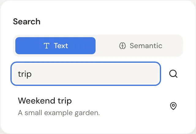 The search panel with “trip” typed in and one match.